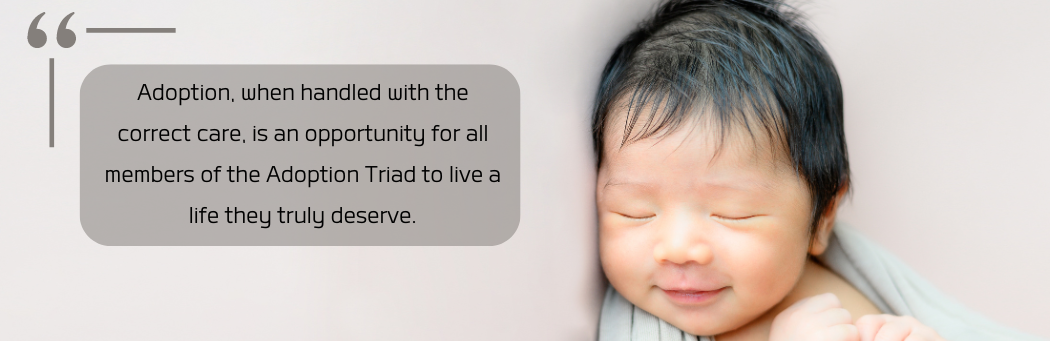 Newborn adopted baby and quote about the Adoption Triad, Adoption Home Studies of Colorado